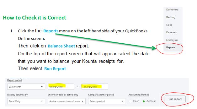 Reconcile Kounta Receipts in QBO